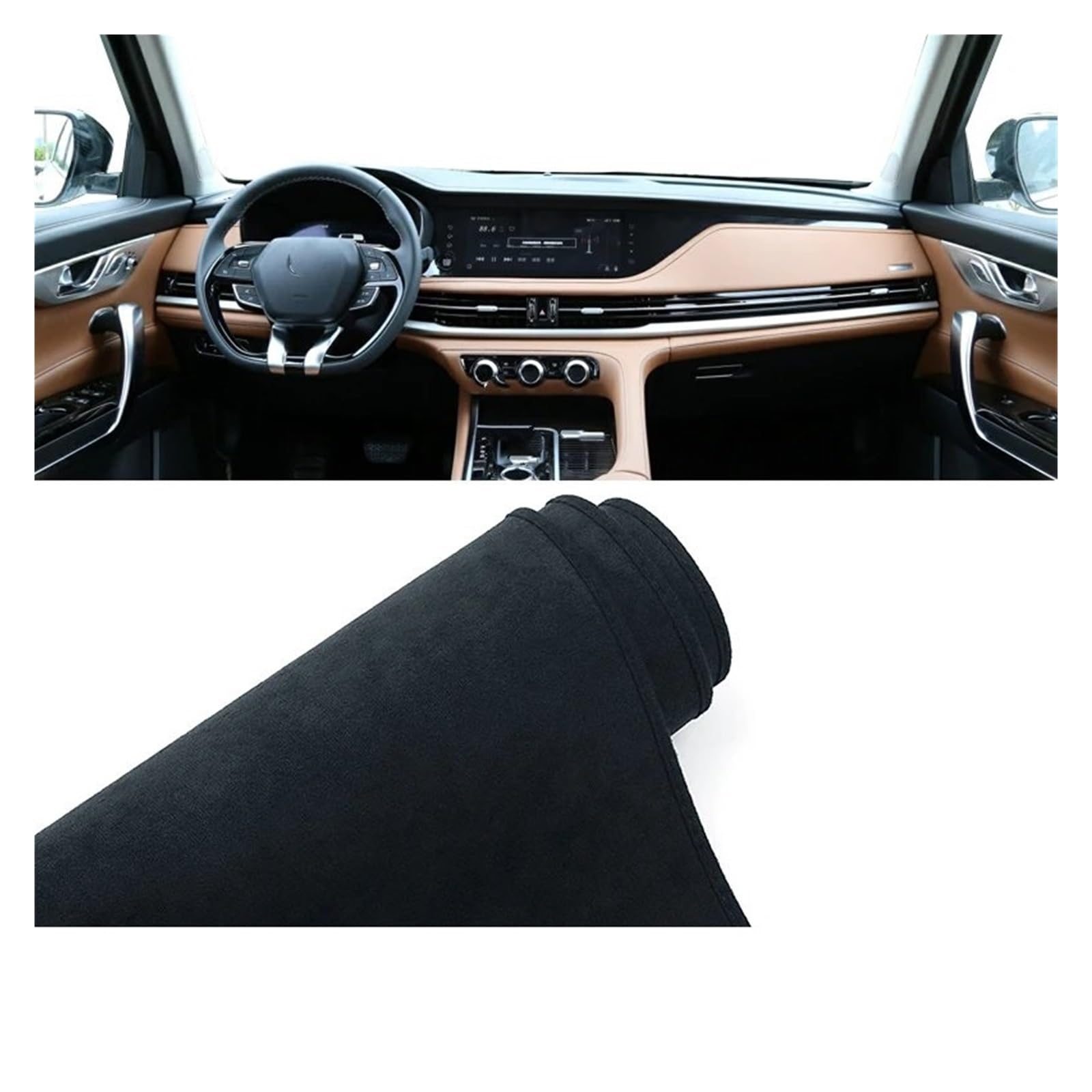 Auto Dashboard Matte Cover Für Changan Für CS95 2019 2020 2021 2022 2023 Auto Armaturenbrett Pad Instrument Schreibtisch Abdeckung Matte Rutschfest(B Black) von ESSUE