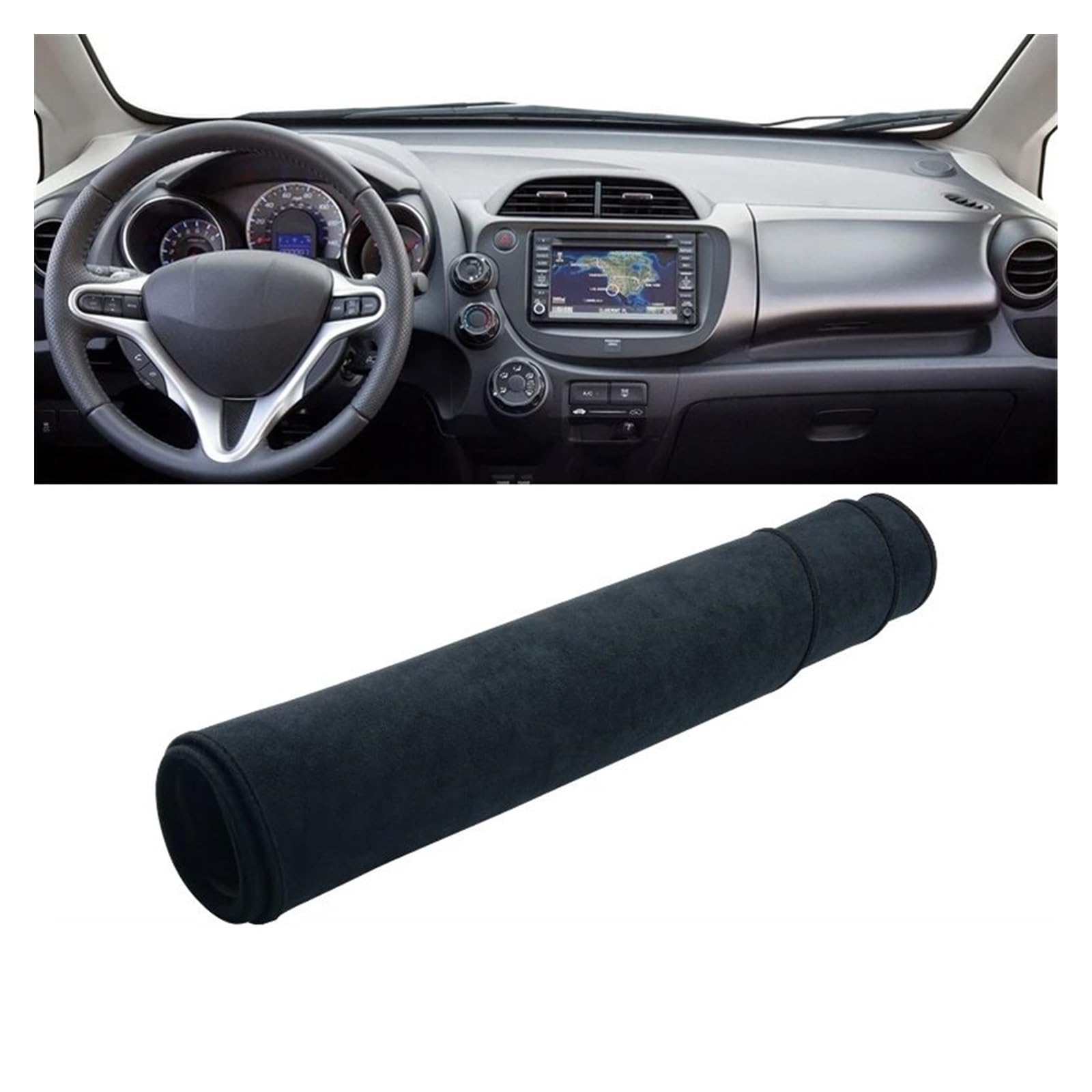 Auto Dashboard Matte Cover Für Fit Für Jazz Für MK2 2008-2010 2011 2012 2013 Für GE6 Für GE7 Für GE8 Für GE9 Auto-Armaturenbrett-Abdeckung Dash Sonnenschutzmatte(LHD Black) von ESSUE