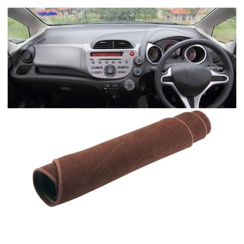 Auto Dashboard Matte Cover Für Fit Für Jazz Für MK2 2008-2010 2011 2012 2013 Für GE6 Für GE7 Für GE8 Für GE9 Auto-Armaturenbrett-Abdeckung Dash Sonnenschutzmatte(RHD Brown) von ESSUE