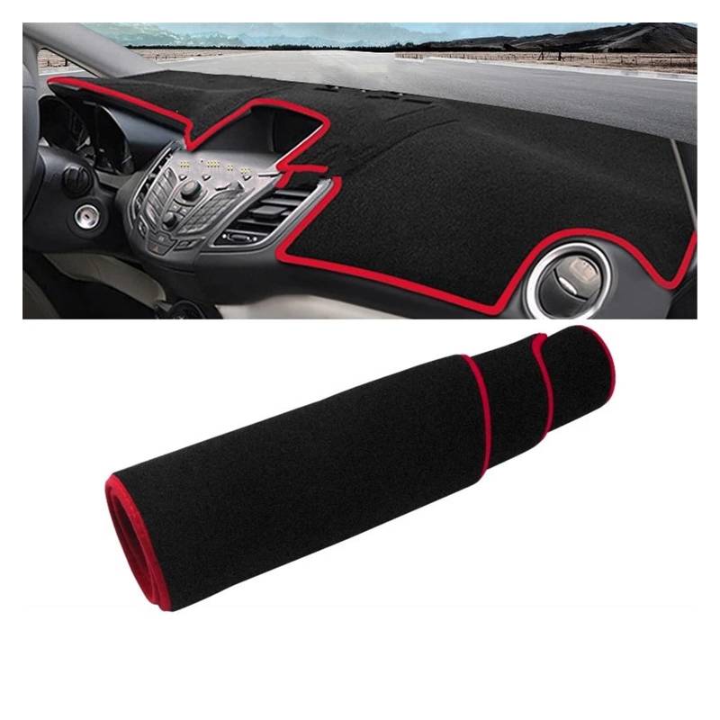 Auto Dashboard Matte Cover Für Ford Für Fiesta Für MK7 2008 2009 2010 2011 2012 2013 2014 2015 2016 Auto Armaturenbrett Matte Sonnenschutz Pad Abdeckung(No GPS Red Side) von ESSUE