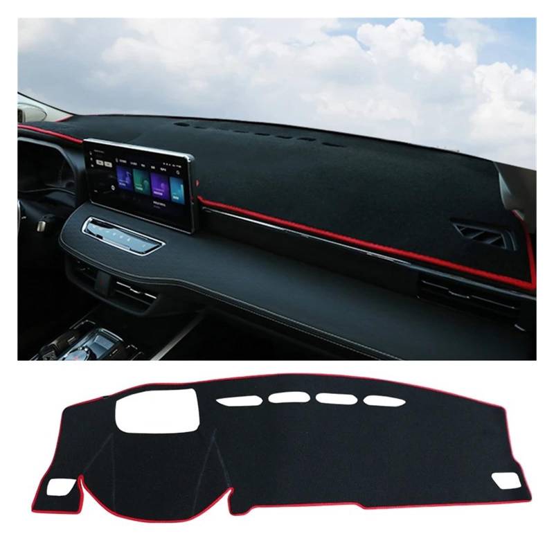 Auto Dashboard Matte Cover Für Haval Für Jolion 2021 2022 2023 LHD RHD Auto Armaturenbrett Sonnenschutzmatte Instrument Schreibtischabdeckung rutschfeste Unterlage(with HUD Red LHD) von ESSUE