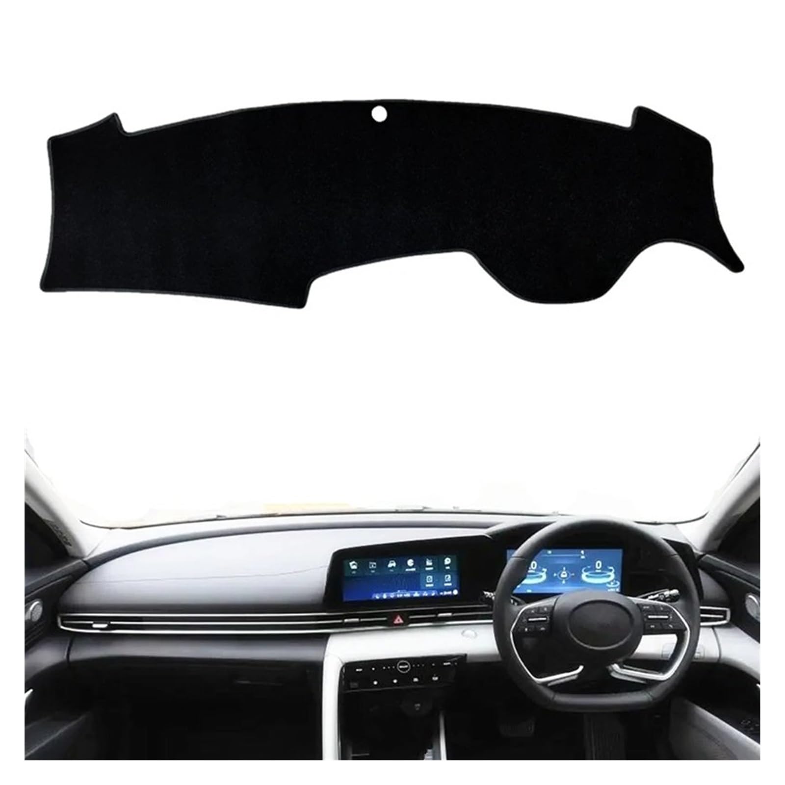 Auto Dashboard Matte Cover Für Hyundai Für Elantra Für Avante Für I30 Für CN7 2020-2023 Auto Armaturenbrett Abdeckung Matte Pad Dashmat Sonnenschirm Schützen Kissen Teppich(Schwarz,RHD) von ESSUE