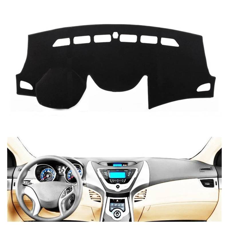 Auto Dashboard Matte Cover Für Hyundai Für I35 Für Elantra Für Avante 2011-2015 Für MD Für UD Auto Armaturenbrett Abdeckung Matte Pad Dashmat Sonnenschutz Teppich(Schwarz,Lhd) von ESSUE