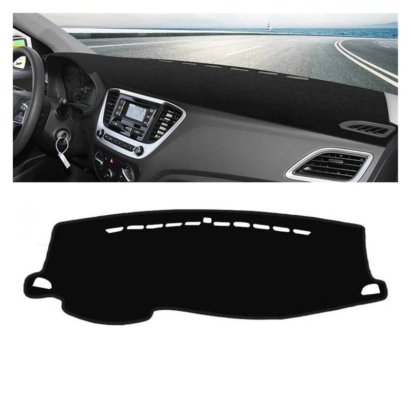 Auto Dashboard Matte Cover Für Hyundai Für Solaris Für Accent Für HC 2017 2018 2019 2020 Auto-Armaturenbrett-Sonnenschutzabdeckung Instrumententafelmatte rutschfeste Unterlage(Black Side) von ESSUE