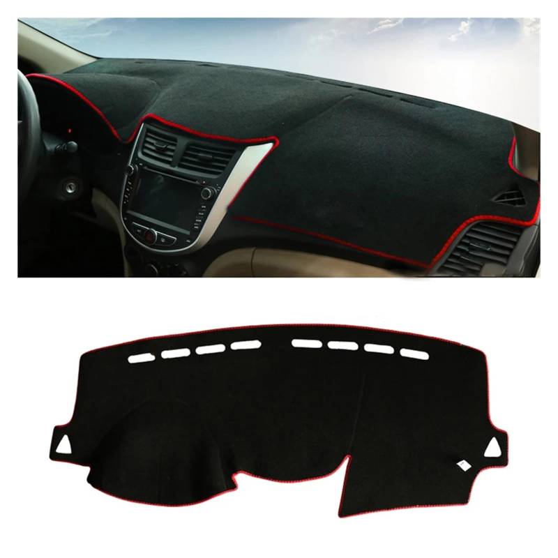 Auto Dashboard Matte Cover Für Hyundai Für Solaris Für Accent Für Verna Für RB 2011-2014 2015 2016 2017 2018 2019 Auto-Armaturenbrett-Sonnenschutz-Abdeckmatte(Red Side) von ESSUE