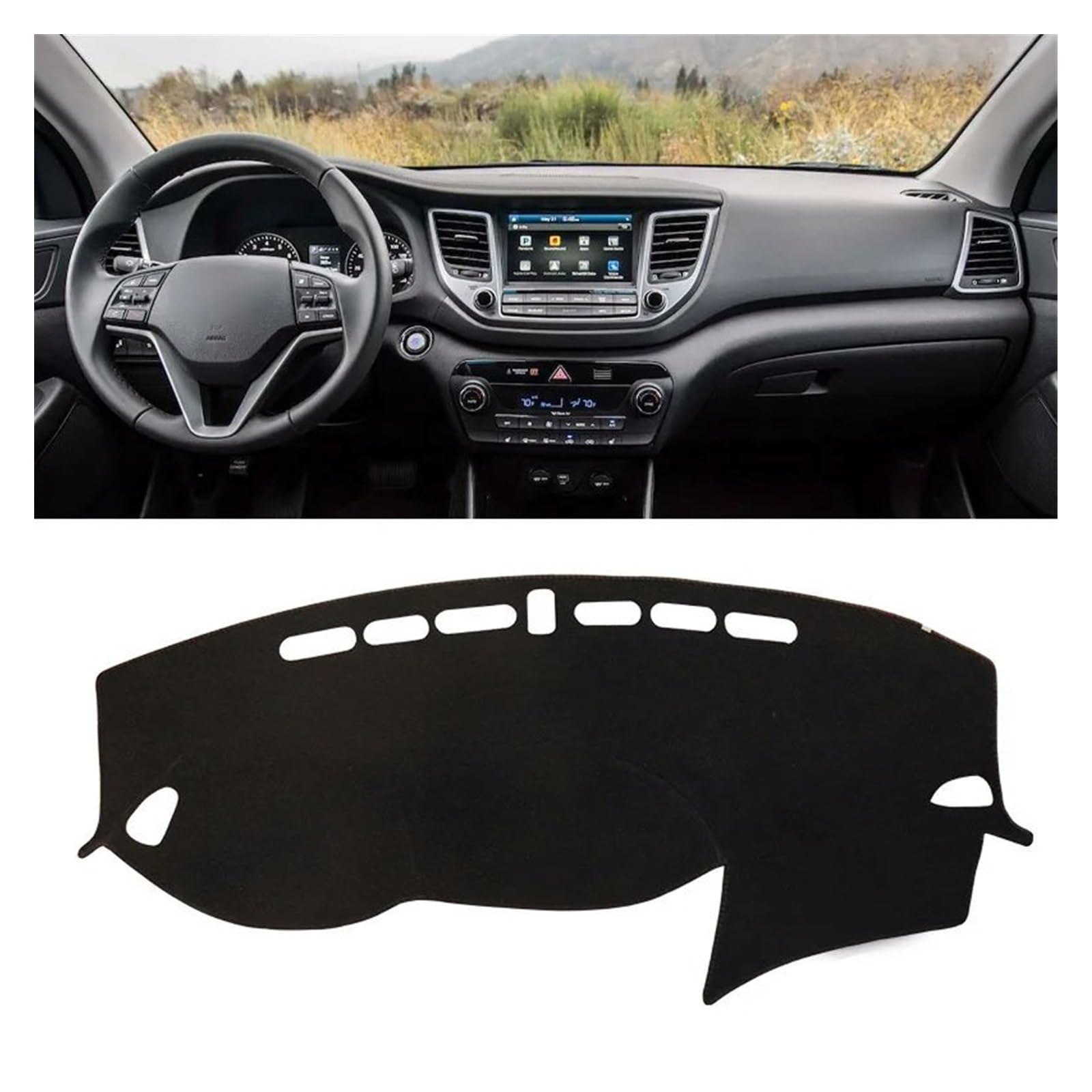 Auto Dashboard Matte Cover Für Hyundai Für Tucson 2015-2016 2017 2018 2019 2020 Dashboard Abdeckung Matte Pad Dashmat Dash Sonnenschirm Instrument Teppich(LHD Black 15-18) von ESSUE