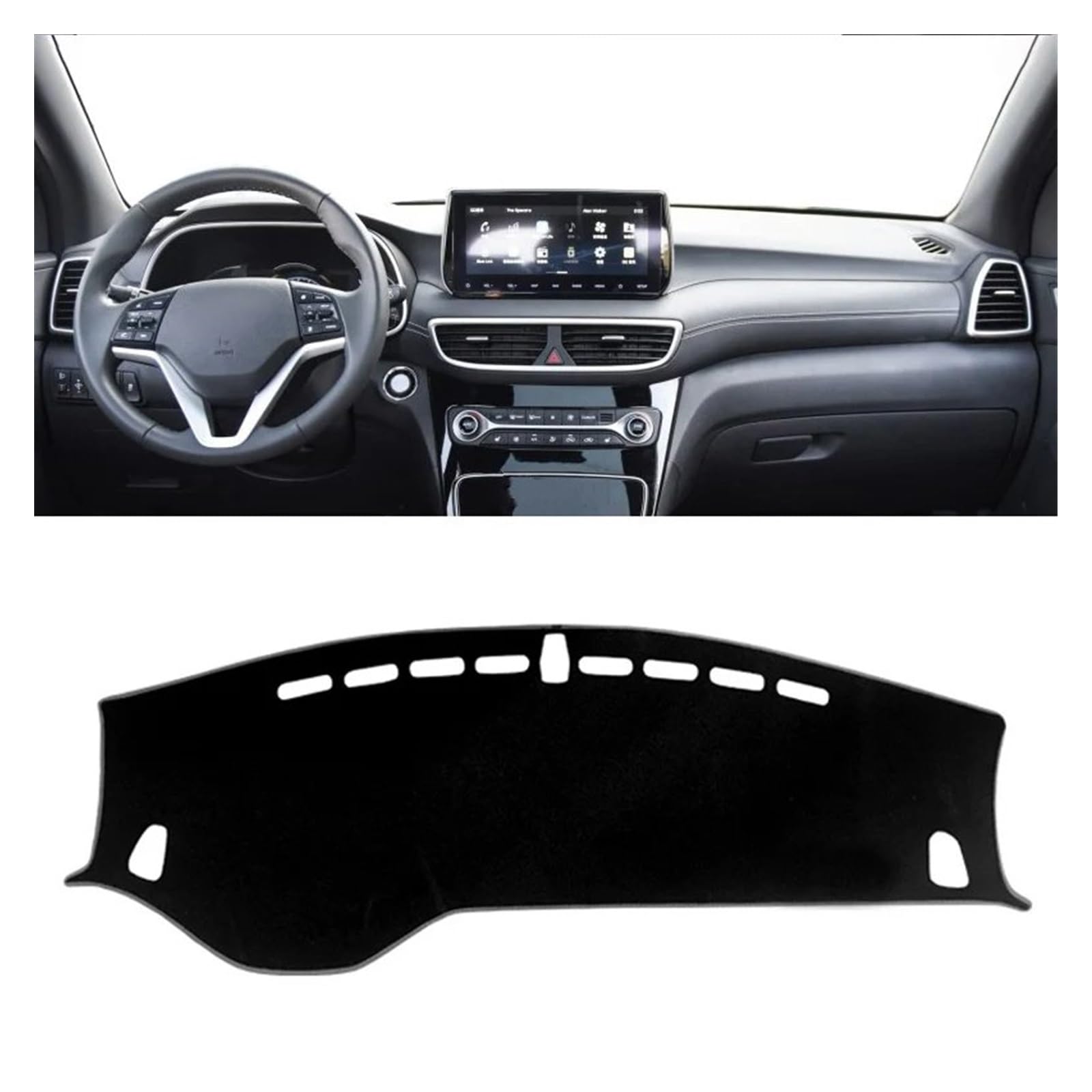 Auto Dashboard Matte Cover Für Hyundai Für Tucson 2015-2016 2017 2018 2019 2020 Dashboard Abdeckung Matte Pad Dashmat Dash Sonnenschirm Instrument Teppich(LHD Black 19-20) von ESSUE