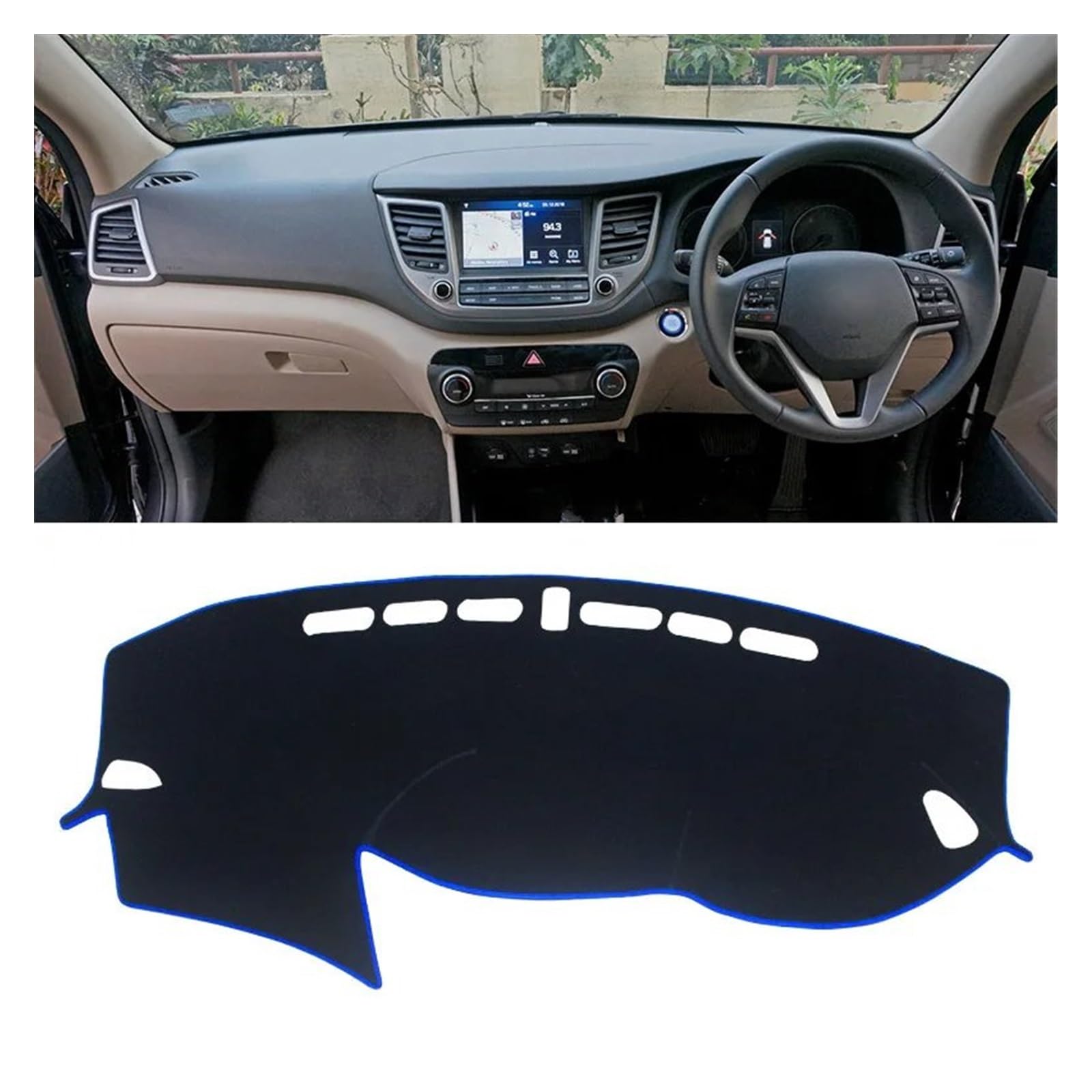 Auto Dashboard Matte Cover Für Hyundai Für Tucson Für TL 2015 2016 2017 2018-2020 Auto Armaturenbrett Abdeckung Matte Armaturenbrett Sonnenschutz Pad Rutschfeste Matte(A RHD 15-18 Blue) von ESSUE