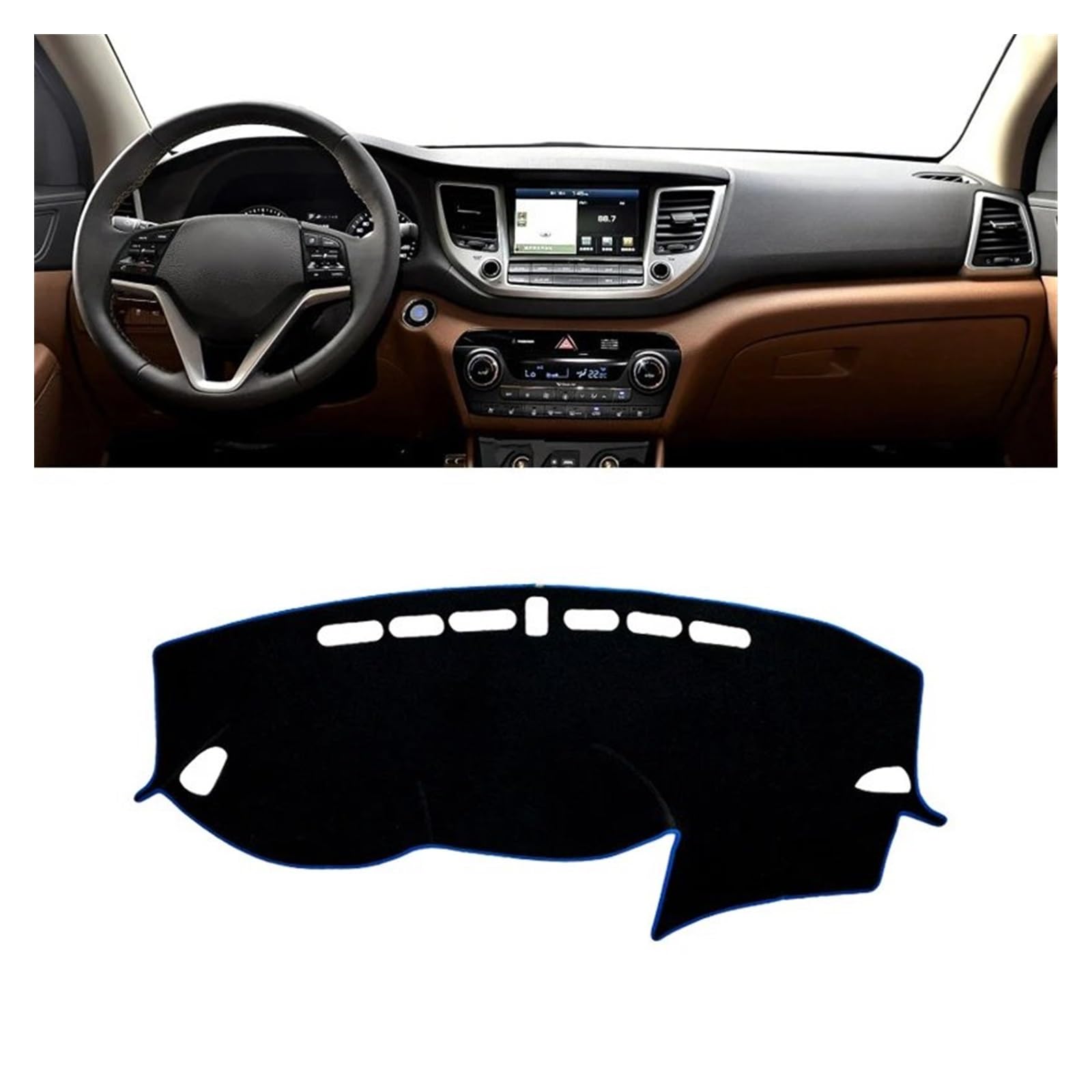 Auto Dashboard Matte Cover Für Hyundai Für Tucson Für TL Für NX4 2015-2018 2019 2020 2021 2022 2023 Auto Armaturenbrett Abdeckung Matte Sonnenschutz Pad Teppiche(LHD 15-18 Blue) von ESSUE