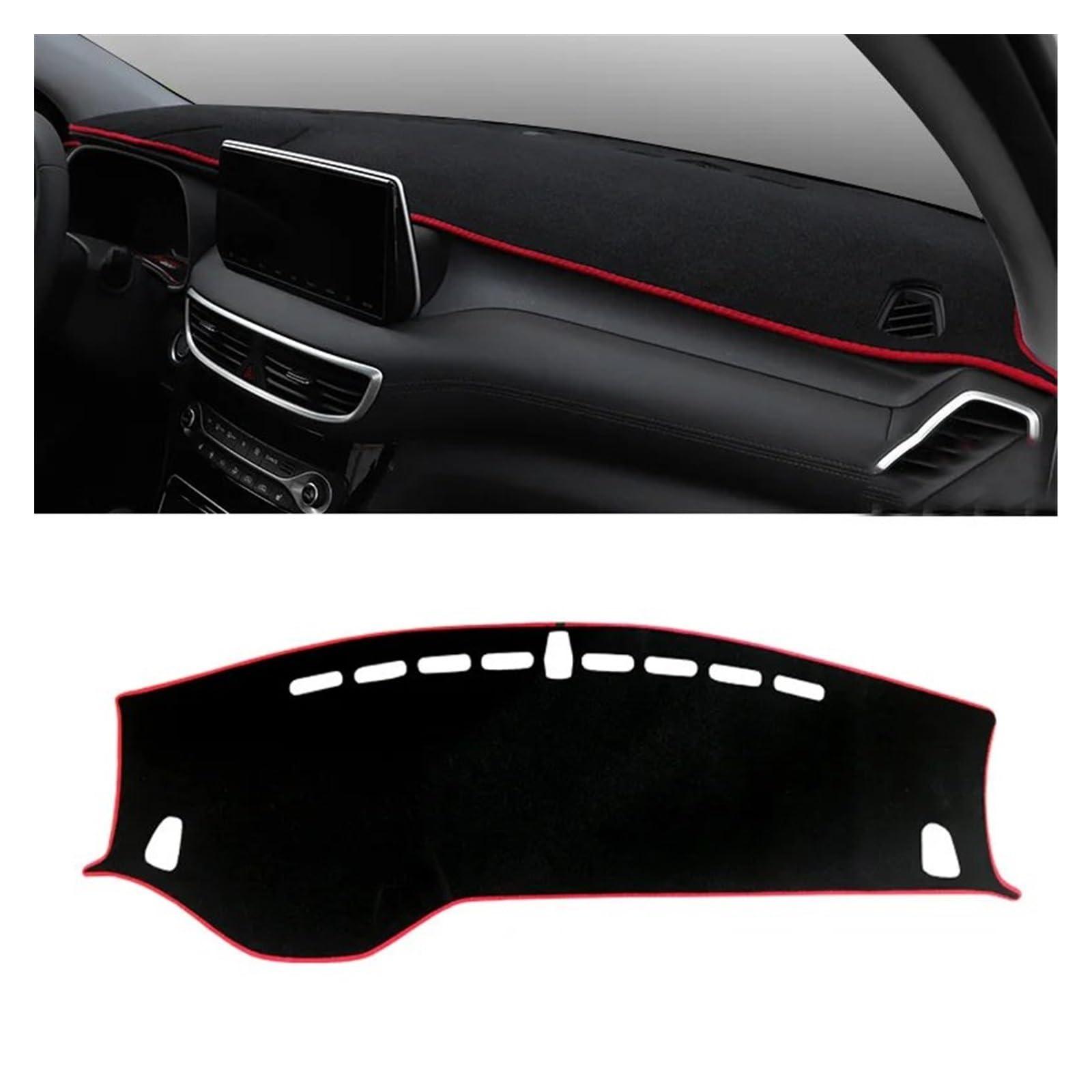 Auto Dashboard Matte Cover Für Hyundai Für Tucson Für TL Für NX4 2015-2018 2019 2020 2021 2022 2023 Auto Armaturenbrett Abdeckung Matte Sonnenschutz Pad Teppiche(LHD 19-20 Red) von ESSUE