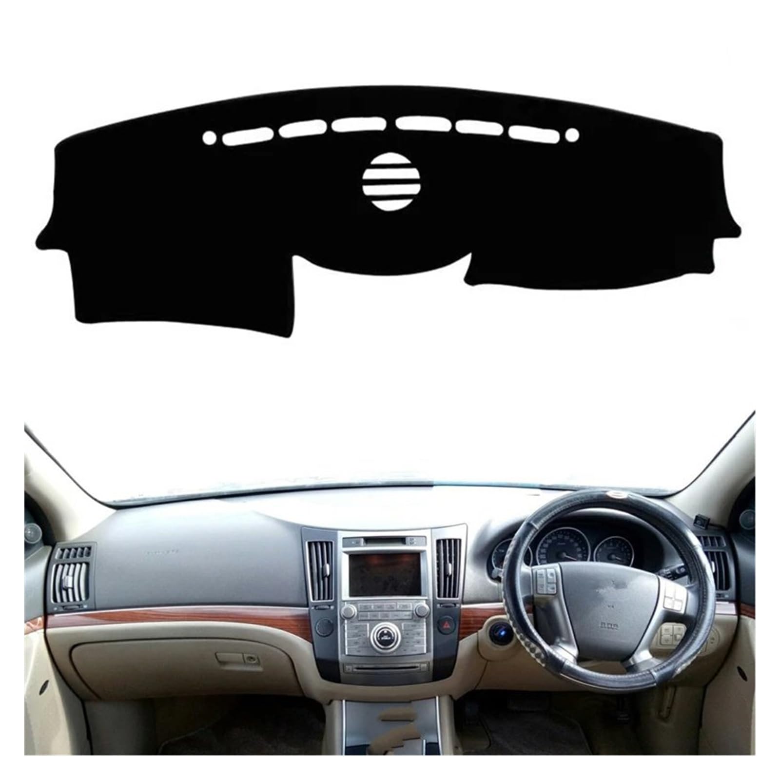 Auto Dashboard Matte Cover Für Hyundai Für Veracruz Für IX55 2006 2007-2015 Armaturenbrettabdeckung Matte Pad Sonnenschirm Anti-UV Instrument Kissen Teppich(Schwarz,RHD) von ESSUE