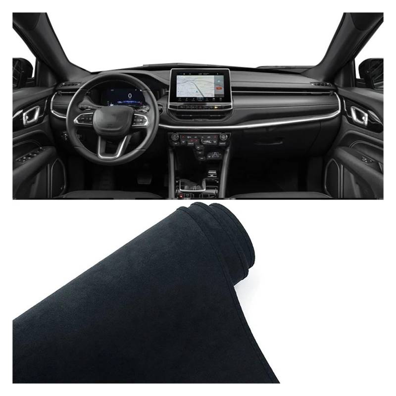 Auto Dashboard Matte Cover Für Jeep Für Kompass 2021 2022 2023 2024 Für E-Hybrid Auto Armaturenbrett Abdeckung rutschfeste Matte Instrument Teppich(B Black LHD) von ESSUE