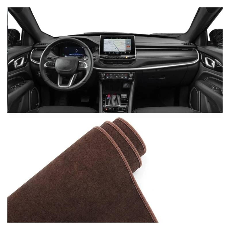 Auto Dashboard Matte Cover Für Jeep Für Kompass 2021 2022 2023 2024 Für E-Hybrid Auto Armaturenbrett Abdeckung rutschfeste Matte Instrument Teppich(B Brown LHD) von ESSUE