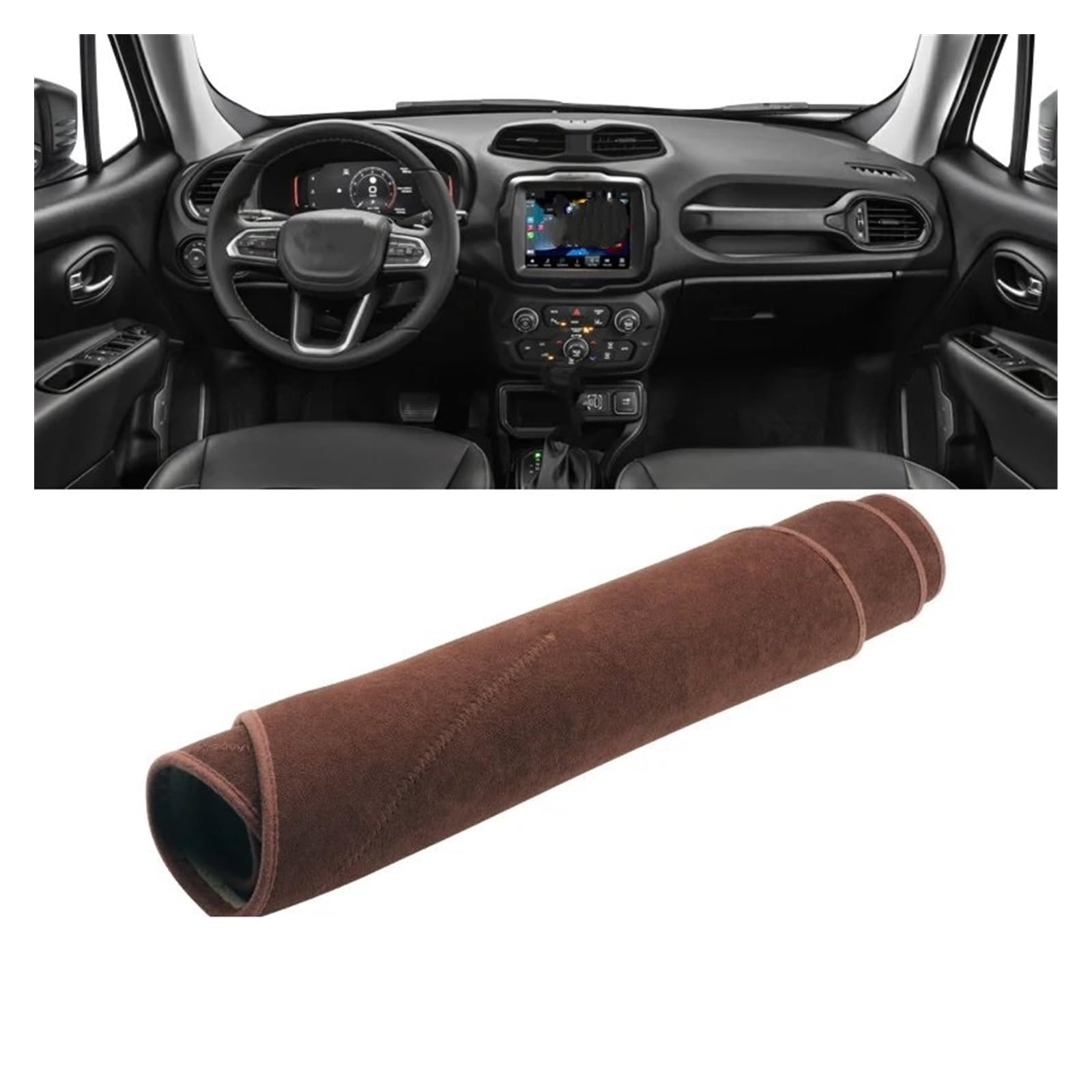 Auto Dashboard Matte Cover Für Jeep Für Renegade Für BU 2015-2019 2020 2021 2022 2023 Auto-Armaturenbrett-Abdeckungsmatte Vermeiden Sie Lichtpads Rutschfester Teppich(B Brown) von ESSUE