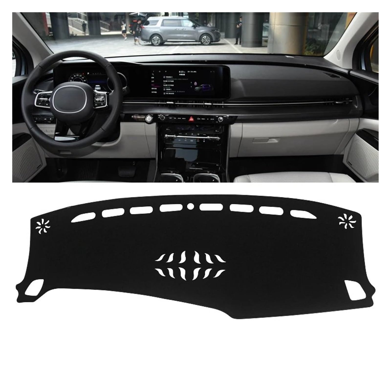 Auto Dashboard Matte Cover Für Kia Für Carnival Für Sedona Für KA4 20-23 Auto-Armaturenbrett-Sonnenschutzpolster Instrumentenplattform Schreibtisch rutschfeste Abdeckmatten(LHD Black Side) von ESSUE