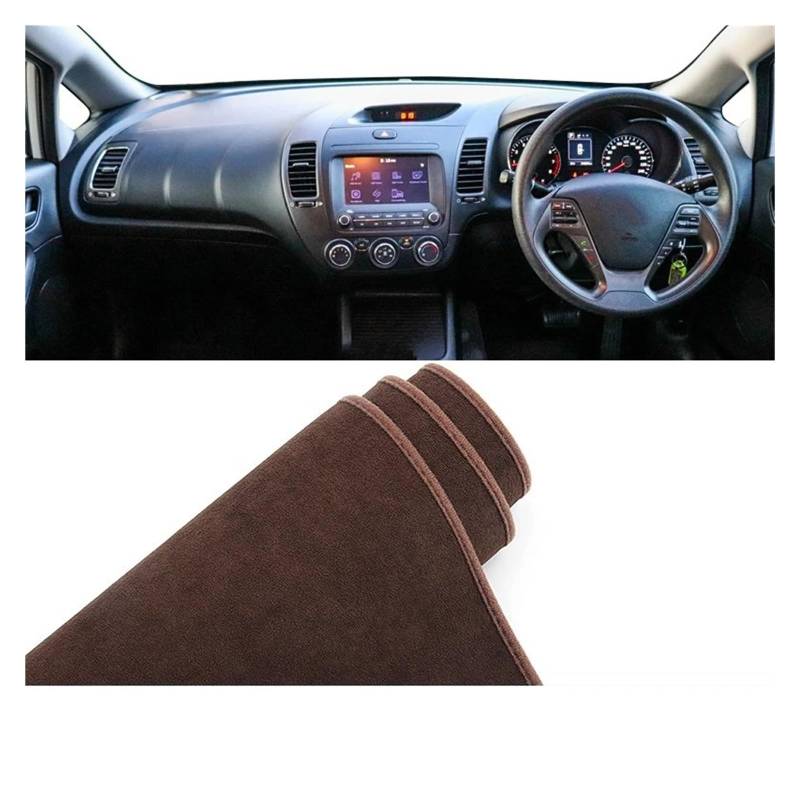 Auto Dashboard Matte Cover Für Kia Für Cerato Für Forte Für K3 2013 2014 2015 2016 2017 2018 Auto-Armaturenbrett-Abdeckung Sonnenschutzmatten Rutschfeste Unterlage(B Brown RHD) von ESSUE