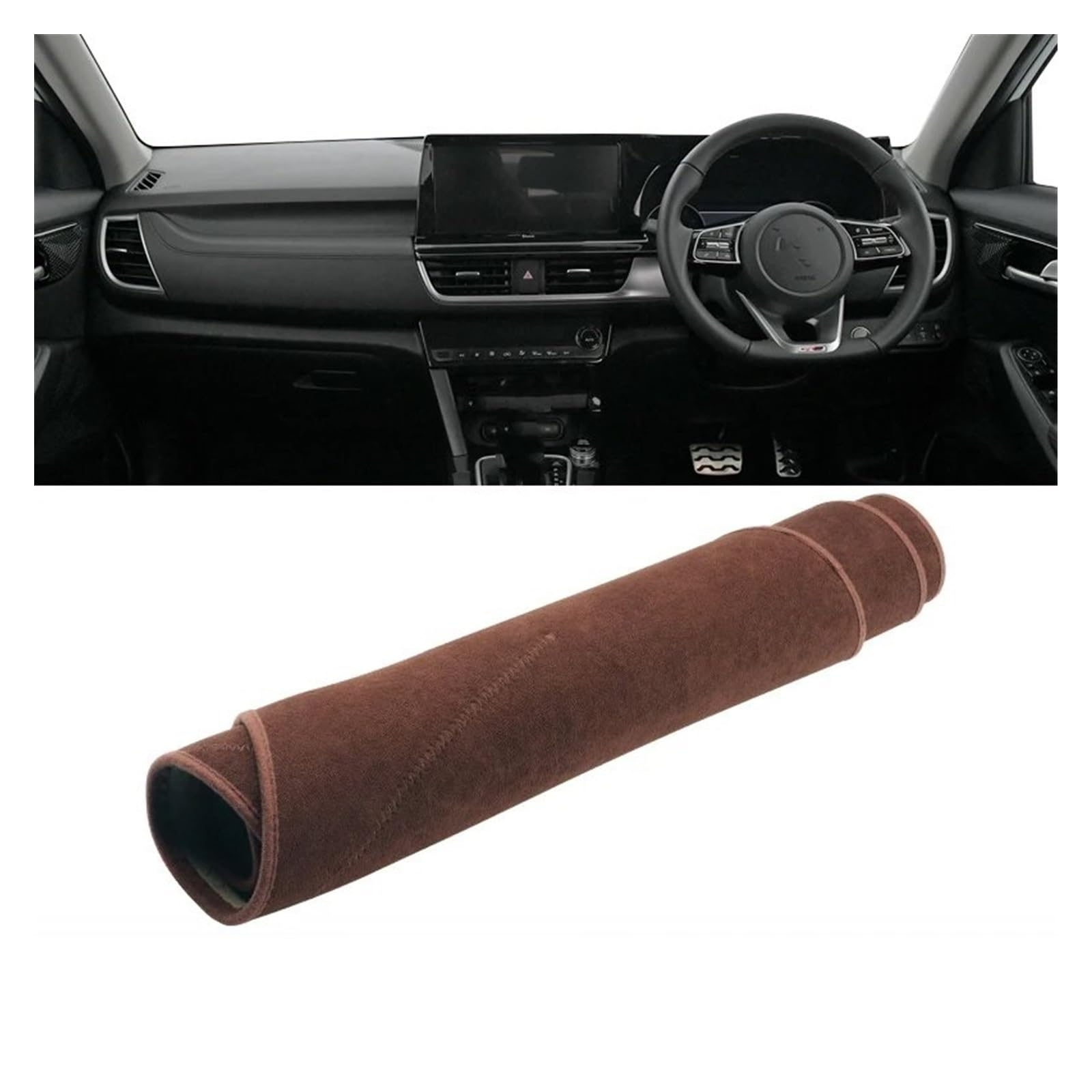 Auto Dashboard Matte Cover Für Kia Für Seltos Für SP2 2020 2021 2022 2023 2024 Auto Dashboard Abdeckung Sonnenschirm Anti-Uv Teppiche Pads Innen(B RHD Brown) von ESSUE