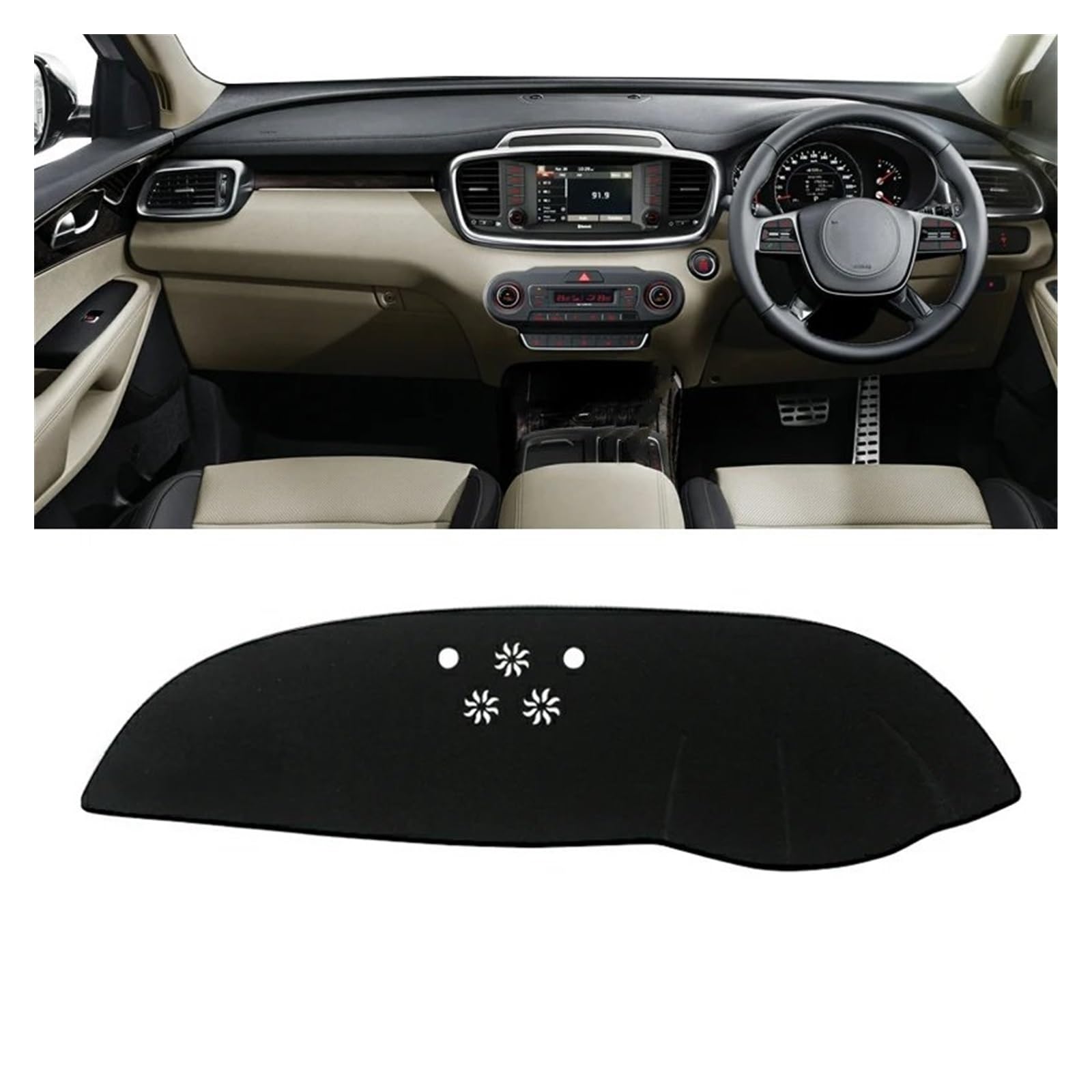 Auto Dashboard Matte Cover Für Kia Für Sorento 3 UM 2015-2019 2020 Auto Armaturenbrett Abdeckung Matte Sonnenschutz Pad Instrumententafel Teppiche(A RHD Black Side) von ESSUE