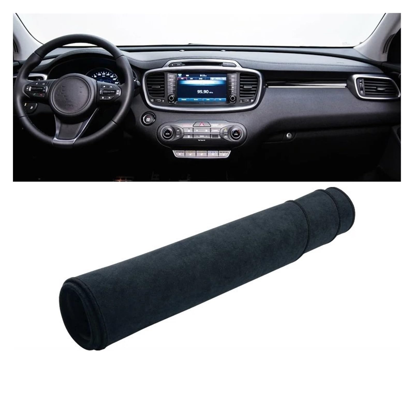 Auto Dashboard Matte Cover Für Kia Für Sorento 3 UM 2015-2019 2020 Auto Armaturenbrett Abdeckung Matte Sonnenschutz Pad Instrumententafel Teppiche(B LHD Black) von ESSUE