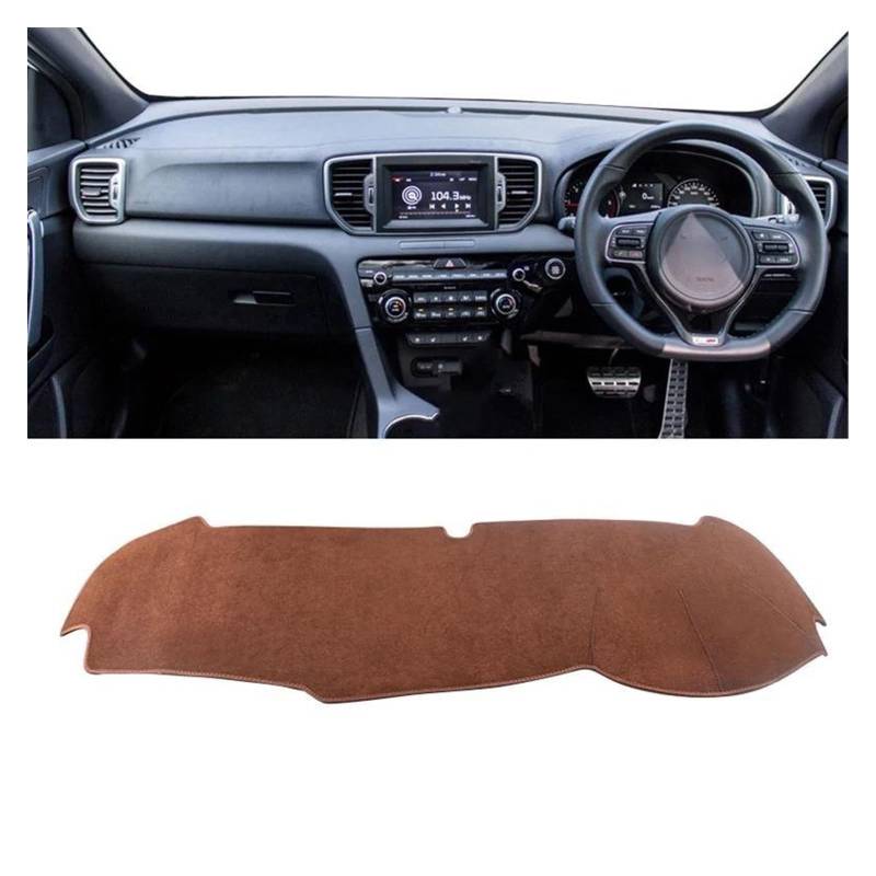 Auto Dashboard Matte Cover Für Kia Für Sportage 4 2016-2018 2019 2020 2021 Auto Armaturenbrettabdeckung Vermeiden Sie Lichtmatte Instrumentenplattformabdeckung Matte Teppich(B Brown RHD) von ESSUE