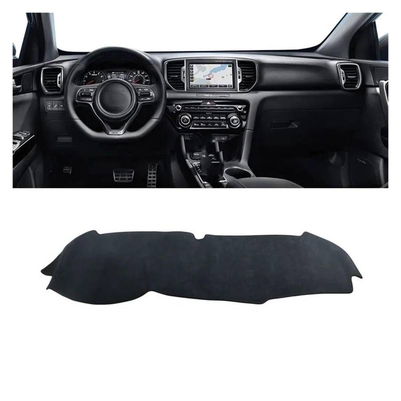 Auto Dashboard Matte Cover Für Kia Für Sportage 4 Für QL 2016 2017 2018 2019 2020 2021 Auto Armaturenbrett Abdeckung Sonnenschutz Matte Dash rutschfest(B LHD Black) von ESSUE