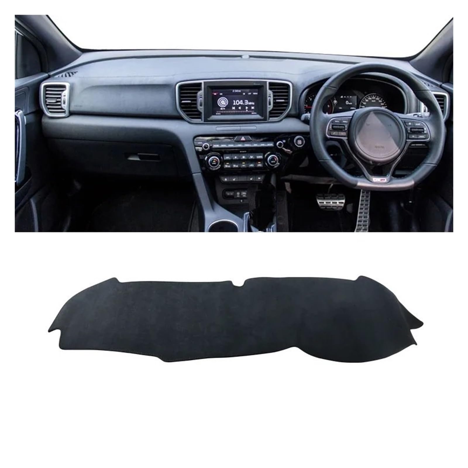 Auto Dashboard Matte Cover Für Kia Für Sportage 4 Für QL 2016 2017 2018 2019 2020 2021 Auto Armaturenbrett Abdeckung Sonnenschutz Matte Dash rutschfest(B RHD Black) von ESSUE