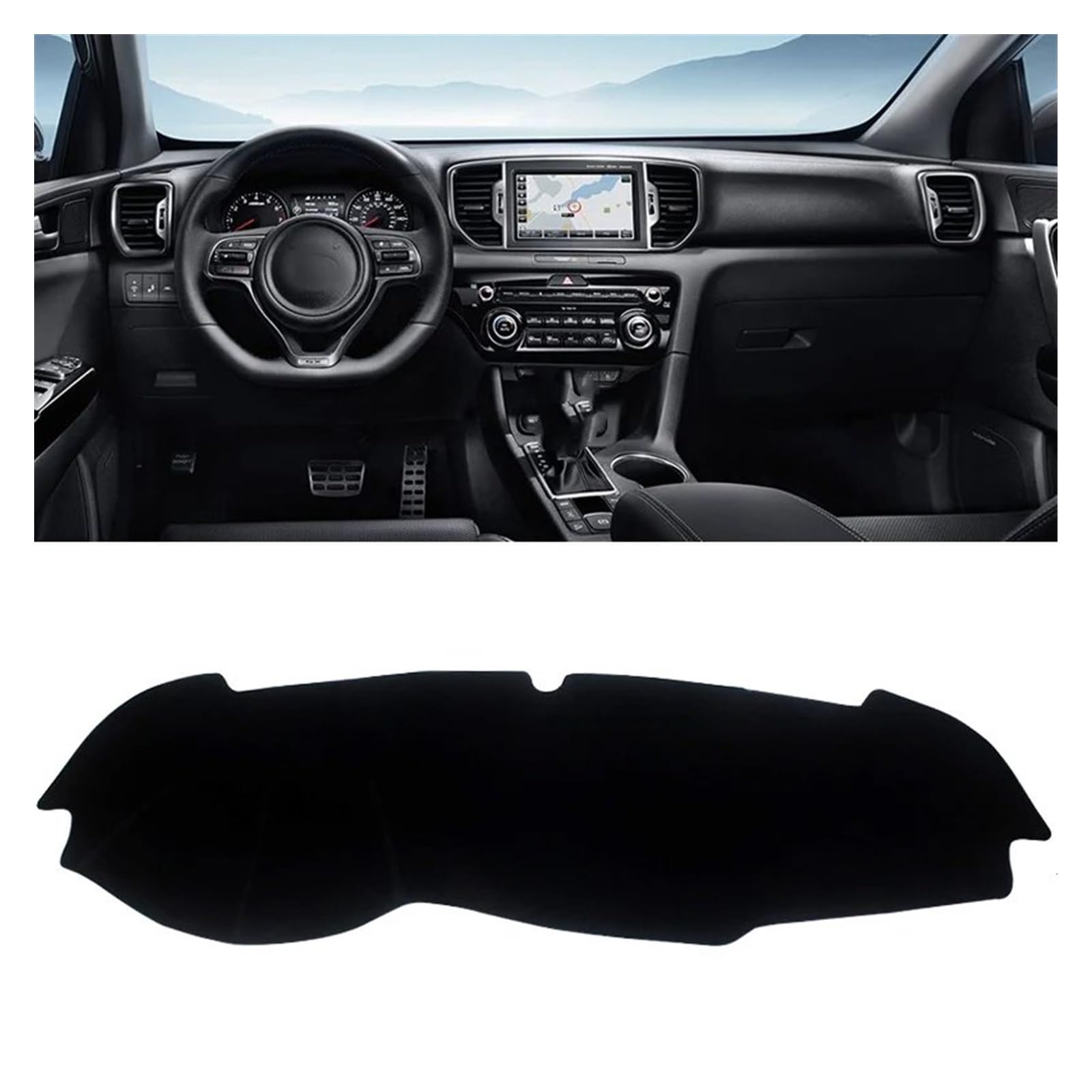 Auto Dashboard Matte Cover Für Kia Für Sportage 4 QL 2016 2017 2018 2019 2020 Auto Armaturenbrettabdeckung Armaturenbrettmatte Sonnenschutz Instrumententafel Teppiche(Black Border LHD) von ESSUE