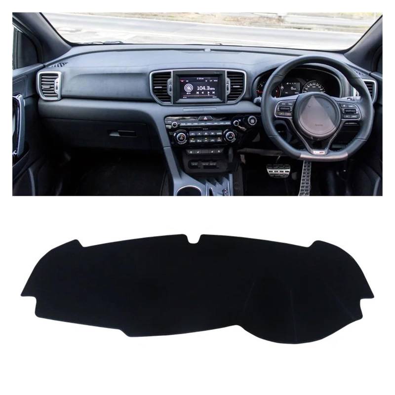 Auto Dashboard Matte Cover Für Kia Für Sportage 4 QL 2016 2017 2018 2019 2020 Auto Armaturenbrettabdeckung Armaturenbrettmatte Sonnenschutz Instrumententafel Teppiche(Black Border RHD) von ESSUE