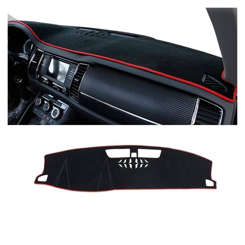 Auto Dashboard Matte Cover Für Kodiaq 2016 2017 2018 2019 2020 2021 2022 Auto Dashboard Abdeckung Matten Sonnenschutz Pad Instrument Panel Teppiche(A LHD Red Side) von ESSUE