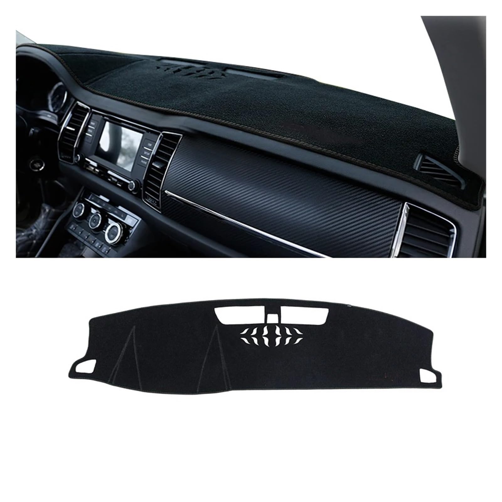 Auto Dashboard Matte Cover Für Kodiaq Für NS7 2016 2017 2018 2019 2020 2021 2022 Auto Armaturenbrett Abdeckung Instrument Schreibtisch Sonnenschutz Matte rutschfest(A LHD Black Side) von ESSUE