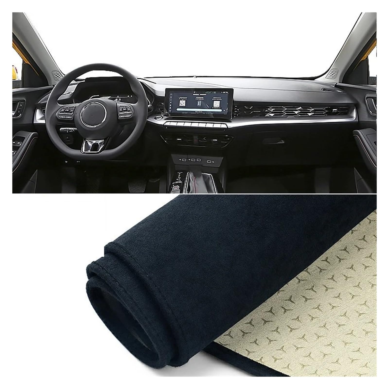 Auto Dashboard Matte Cover Für MG 5 Für MG5 2020 2021 2022 2023 Auto-Armaturenbrett-Abdeckungsmatte Armaturenbrett Sonnenschutz rutschfeste Unterlage Instrumententafelteppiche(B Black LHD) von ESSUE