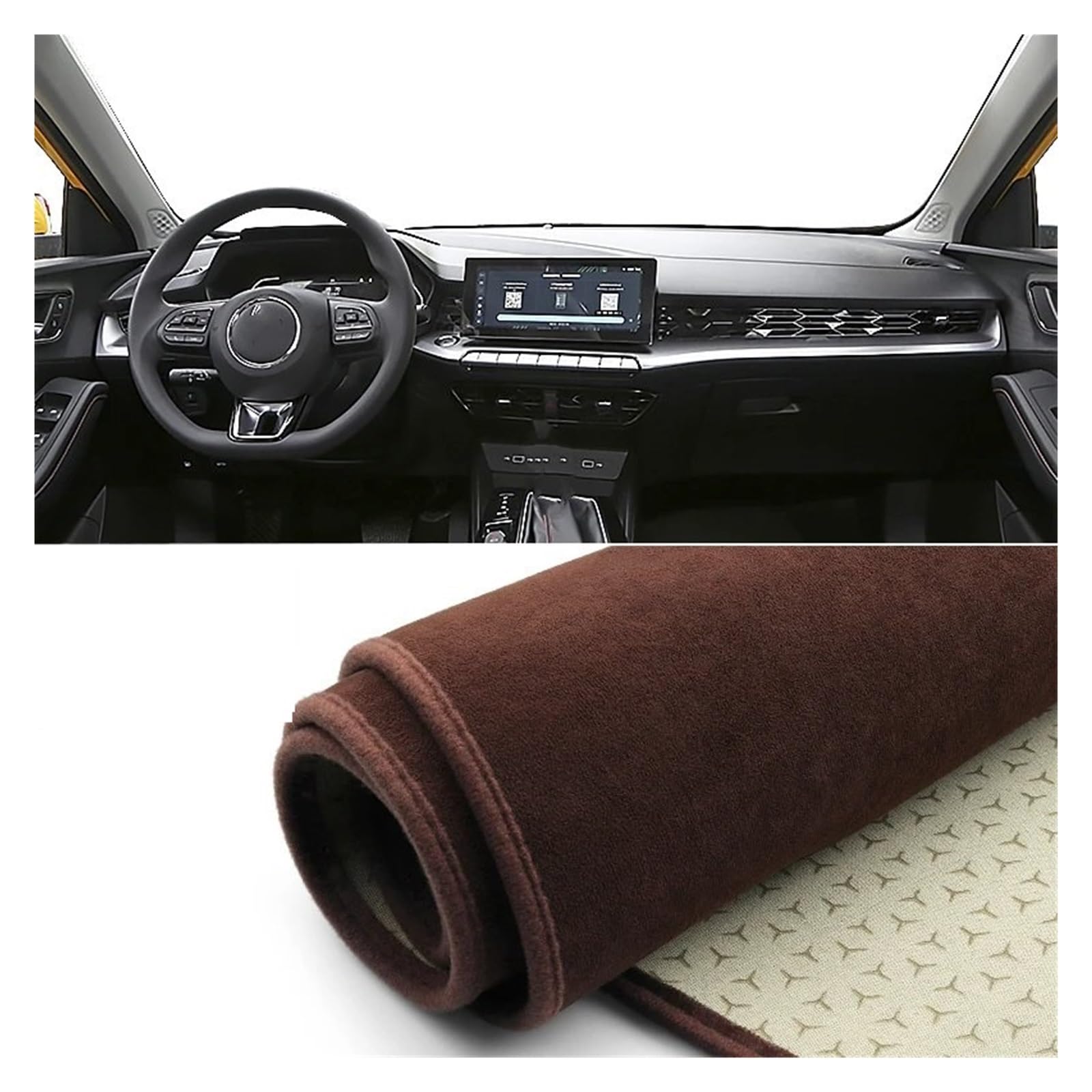 Auto Dashboard Matte Cover Für MG 5 Für MG5 2020 2021 2022 2023 Auto-Armaturenbrett-Abdeckungsmatte Armaturenbrett Sonnenschutz rutschfeste Unterlage Instrumententafelteppiche(B Brown LHD) von ESSUE