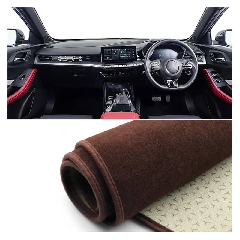 Auto Dashboard Matte Cover Für MG 5 Für MG5 2020 2021 2022 2023 Auto-Armaturenbrett-Abdeckungsmatte Armaturenbrett Sonnenschutz rutschfeste Unterlage Instrumententafelteppiche(B Brown RHD) von ESSUE