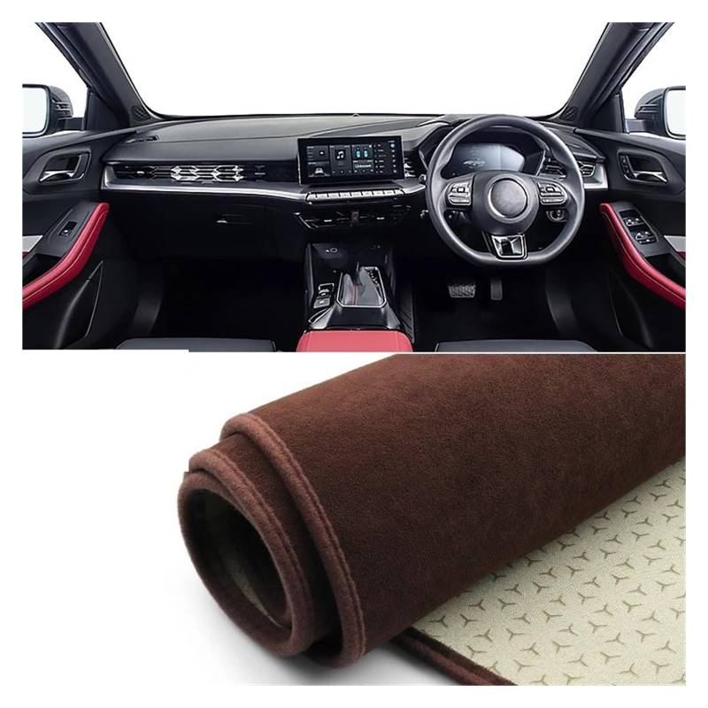 Auto Dashboard Matte Cover Für MG 5 Für MG5 2020 2021 2022 2023 Auto-Armaturenbrett-Abdeckungsmatte Armaturenbrett Sonnenschutz rutschfeste Unterlage Instrumententafelteppiche(B Brown RHD) von ESSUE