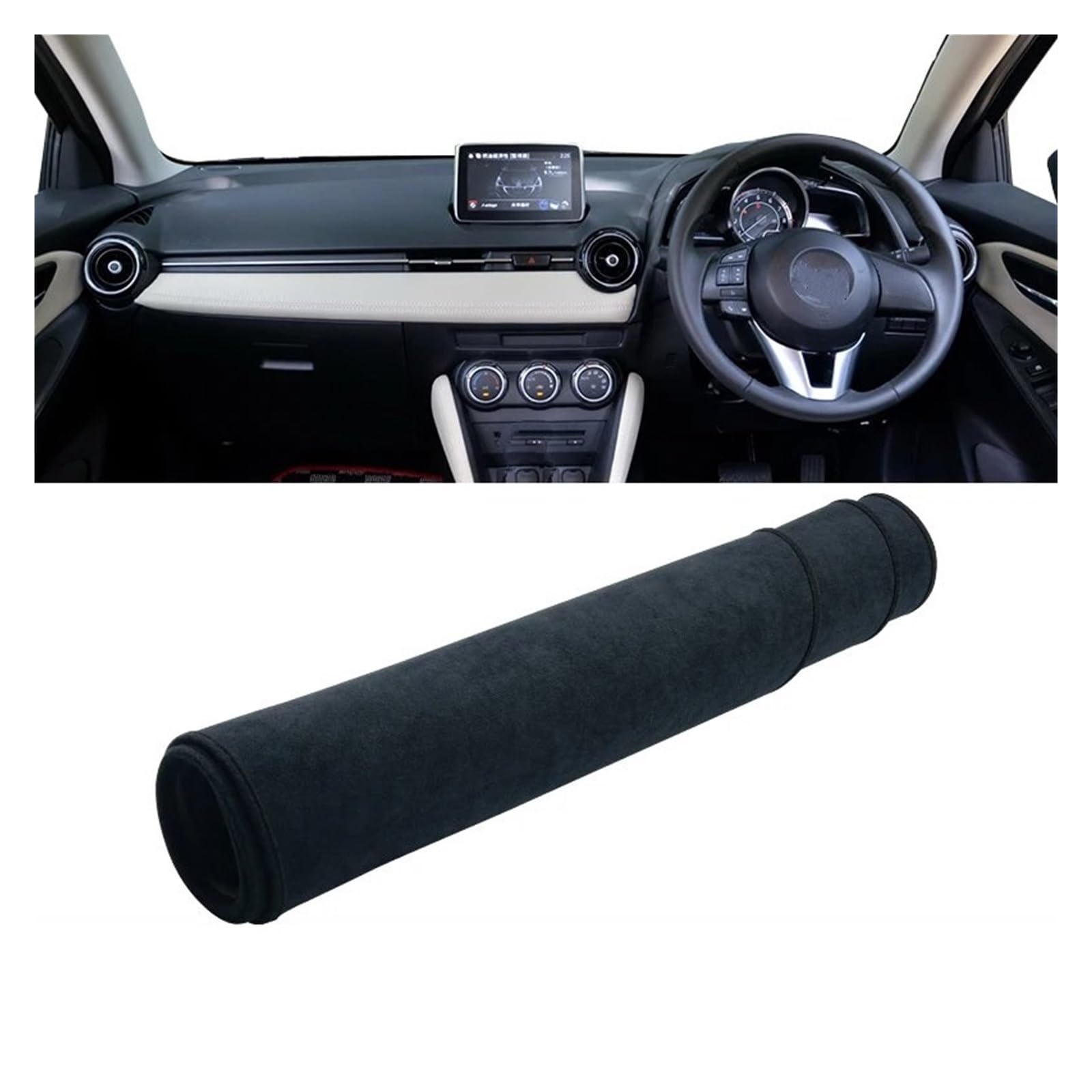 Auto Dashboard Matte Cover Für Mazda 2 Für DJ Für DL 2015-2018 2019 2020 2021 2022 2023 Auto-Armaturenbrett-Abdeckung Sonnenschutzmatte Pad Rutschfester Teppich(B RHD Black) von ESSUE