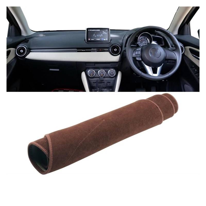 Auto Dashboard Matte Cover Für Mazda 2 Für DJ Für DL 2015-2018 2019 2020 2021 2022 2023 Auto-Armaturenbrett-Abdeckung Sonnenschutzmatte Pad Rutschfester Teppich(B RHD Brown) von ESSUE