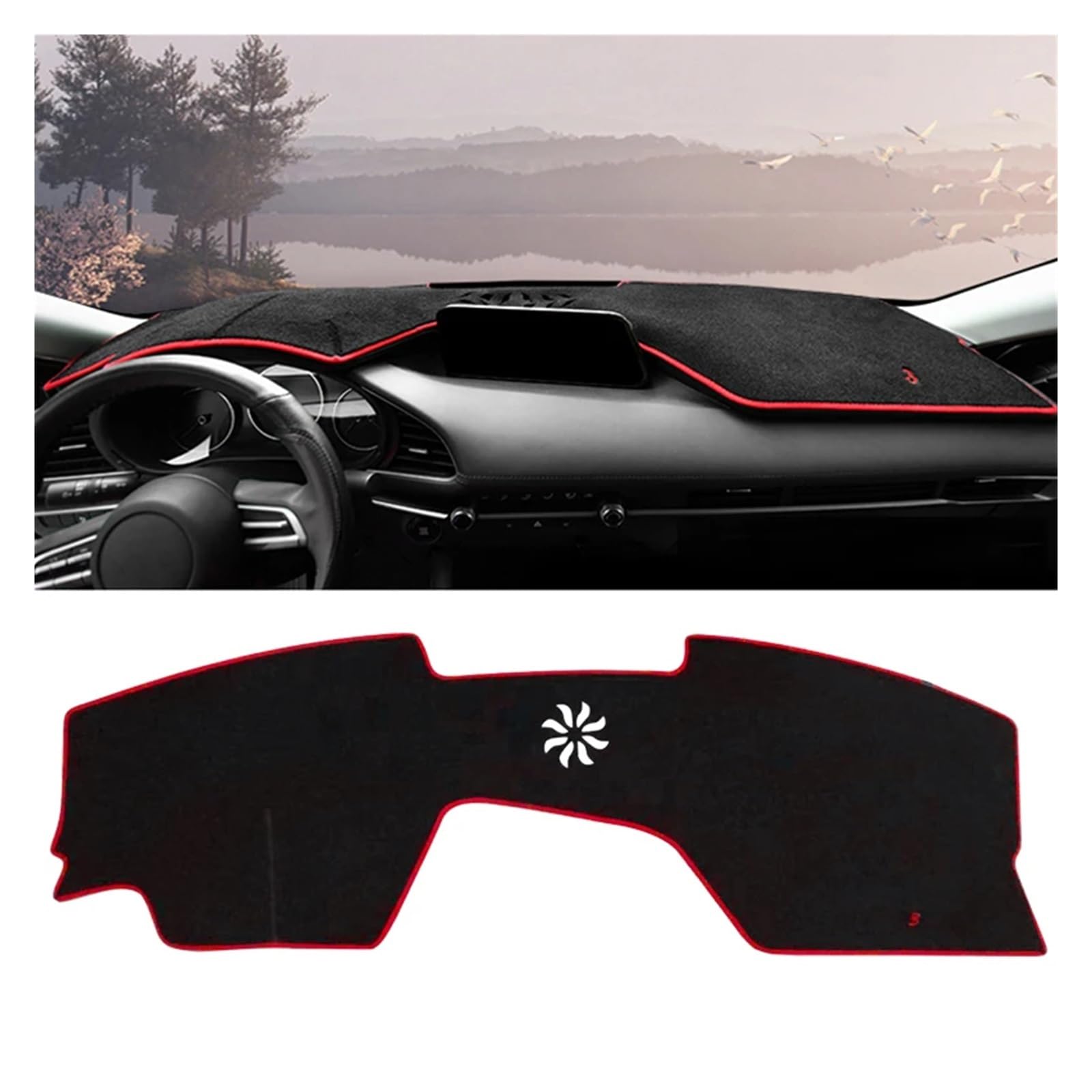 Auto Dashboard Matte Cover Für Mazda 3 Für BP 2019-2021 2022 2023 Für Mazda3 Für Axela Auto Dashboard Pad Instrument Plattform Schreibtisch Abdeckung Matten Teppiche(Red Side) von ESSUE