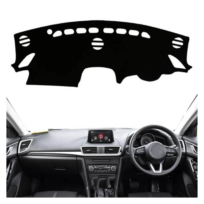 Auto Dashboard Matte Cover Für Mazda 3 Für M3 2014-2018 Für AXELA Dashmat Dashboard-Abdeckungsmattenauflage Anti-UV-Dash-Sonnenschutz-Schutzteppichkissen(Schwarz,RHD) von ESSUE