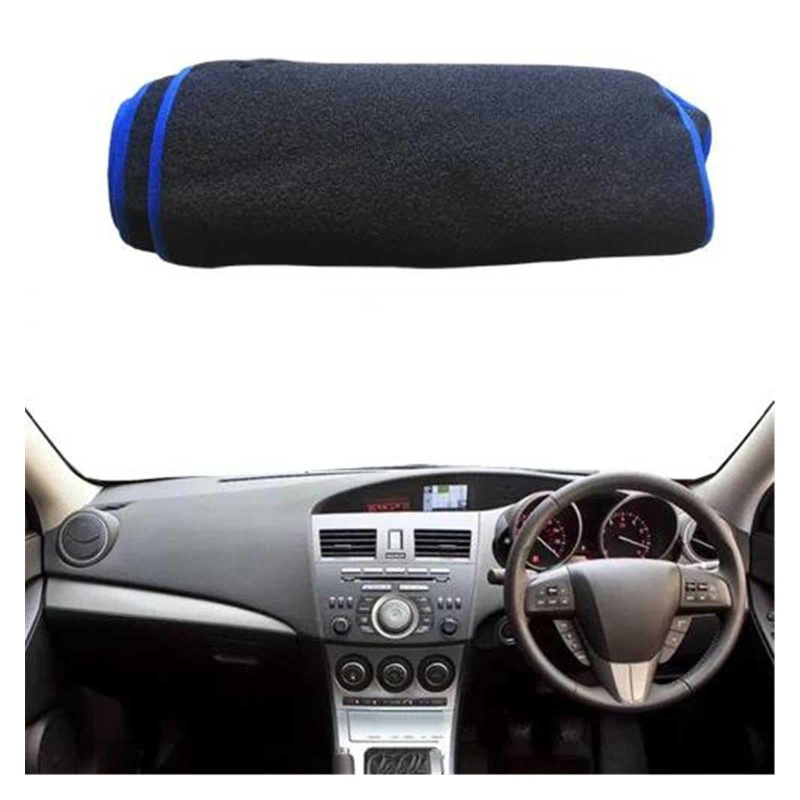 Auto Dashboard Matte Cover Für Mazda 3 Für M3 Für BL 2009-2012 2013 LHD RHD Auto-Armaturenbrett-Abdeckung Teppichkissen Sonnenschutz Armaturenbrettpolster(Blau,Recht) von ESSUE