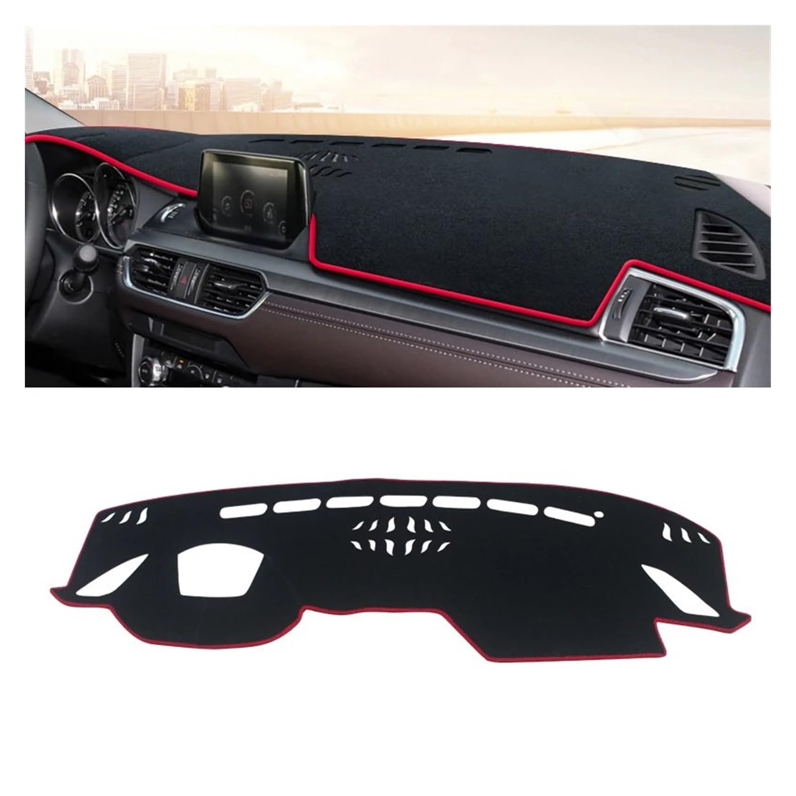 Auto Dashboard Matte Cover Für Mazda 6 Für Atenza Für GJ 2013 2014 2015 2016 2017 Auto Armaturenbrett Abdeckung Matte Sonnenschutz Pad Instrumententafel Teppiche(B Red Side) von ESSUE