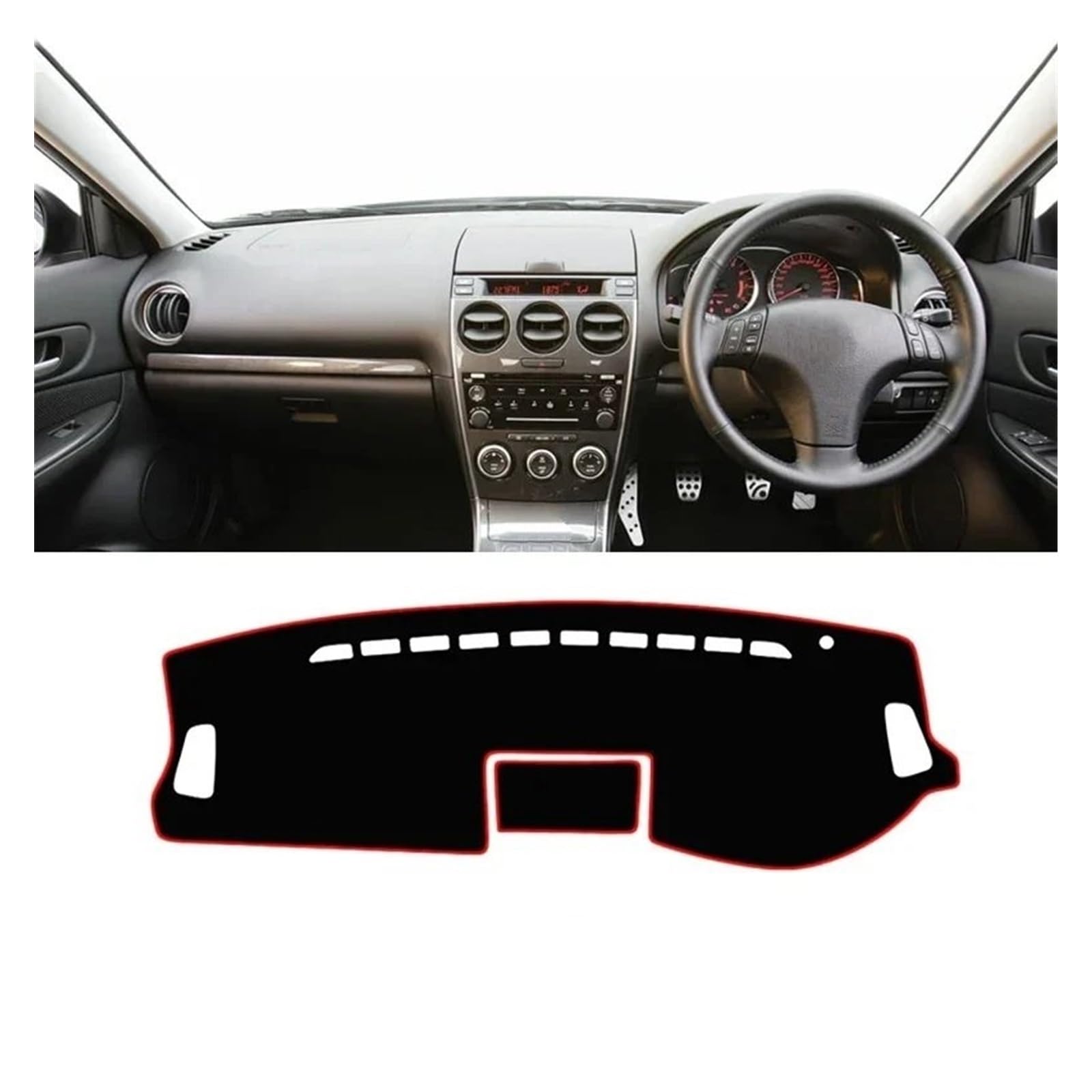 Auto Dashboard Matte Cover Für Mazda 6 Für GG 2002 2003 2004 2005 2006 2007 Auto Armaturenbrett Abdeckung Instrument Schreibtisch Sonnenschutz Matte Dash Rutschfeste Pad(A RHD Red Side) von ESSUE