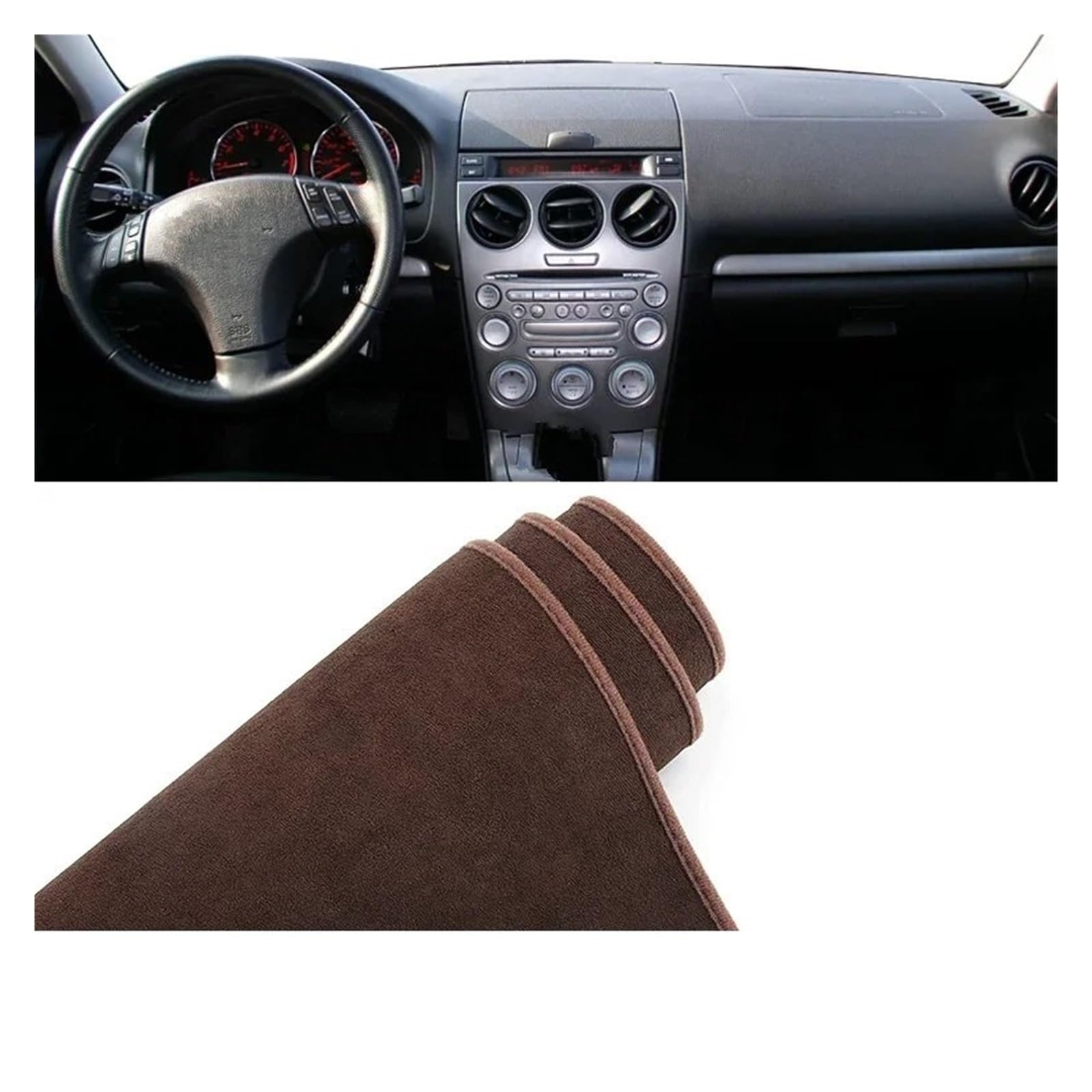 Auto Dashboard Matte Cover Für Mazda 6 Für GG 2002 2003 2004 2005 2006 2007 Auto Armaturenbrett Abdeckung Instrument Schreibtisch Sonnenschutz Matte Dash rutschfeste Pad(B LHD Brown) von ESSUE