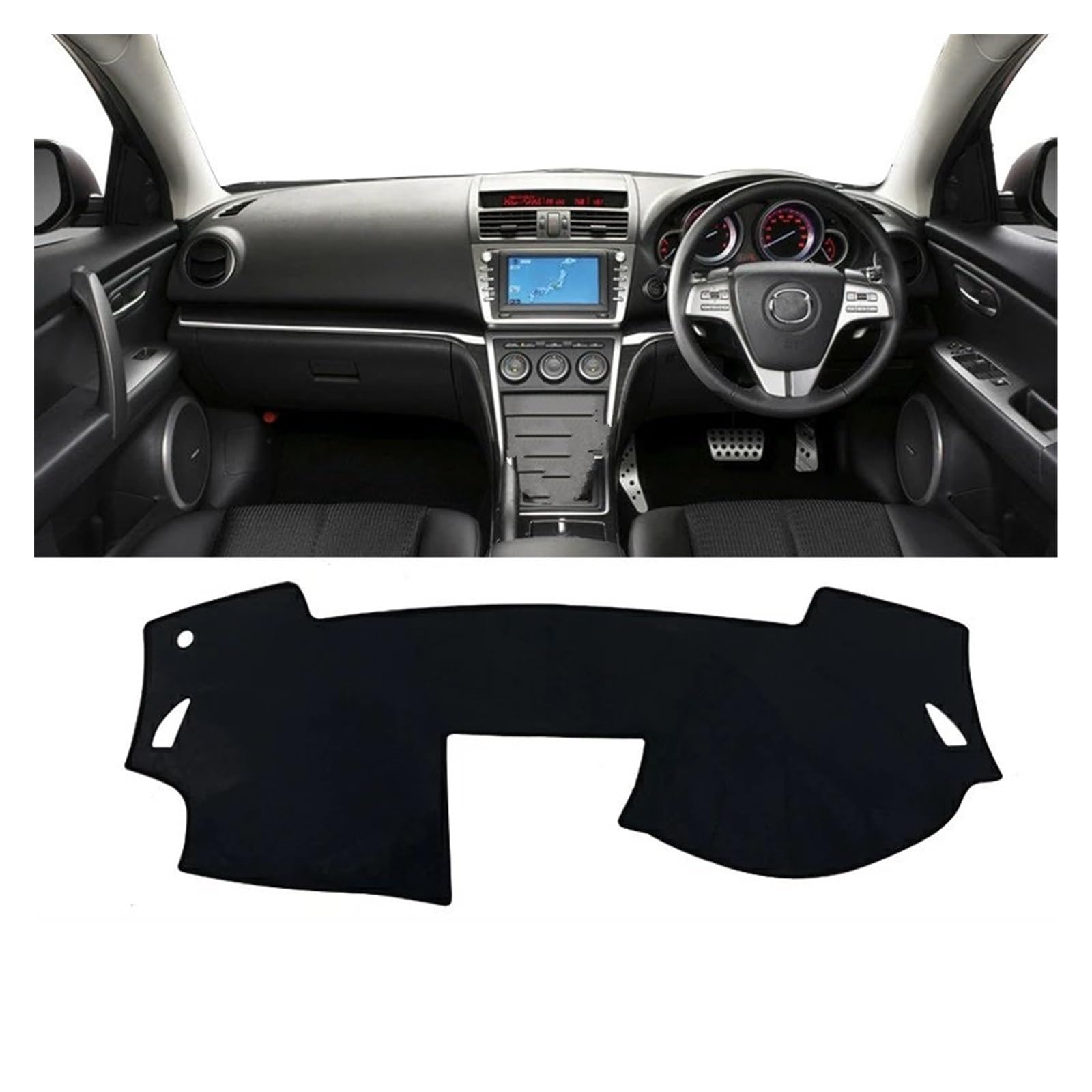 Auto Dashboard Matte Cover Für Mazda 6 Für GH 2008 2009 2010 2011 2012 Auto-Armaturenbrett-Abdeckung Lichtschutzmatte Sonnenschutz Anti-UV-Teppiche rutschfeste Matten(A Black Side RHD) von ESSUE