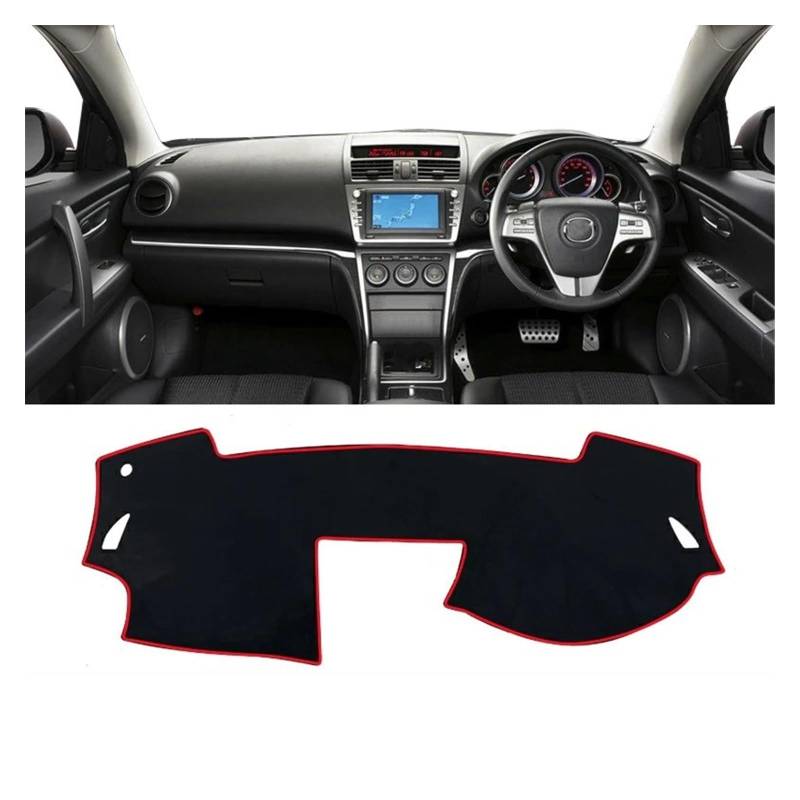 Auto Dashboard Matte Cover Für Mazda 6 Für GH 2008 2009 2010 2011 2012 Auto-Armaturenbrett-Abdeckung Lichtschutzmatte Sonnenschutz Anti-UV-Teppiche rutschfeste Matten(A Red Side RHD) von ESSUE