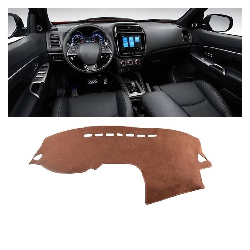 Auto Dashboard Matte Cover Für Mitsubishi Für ASX 2010-2012 2013 2014 2015 2016 2017 2018 2019 2020 2021 2022 Für RVR Auto Dashboard Abdeckung Matte(B LHD Brown) von ESSUE