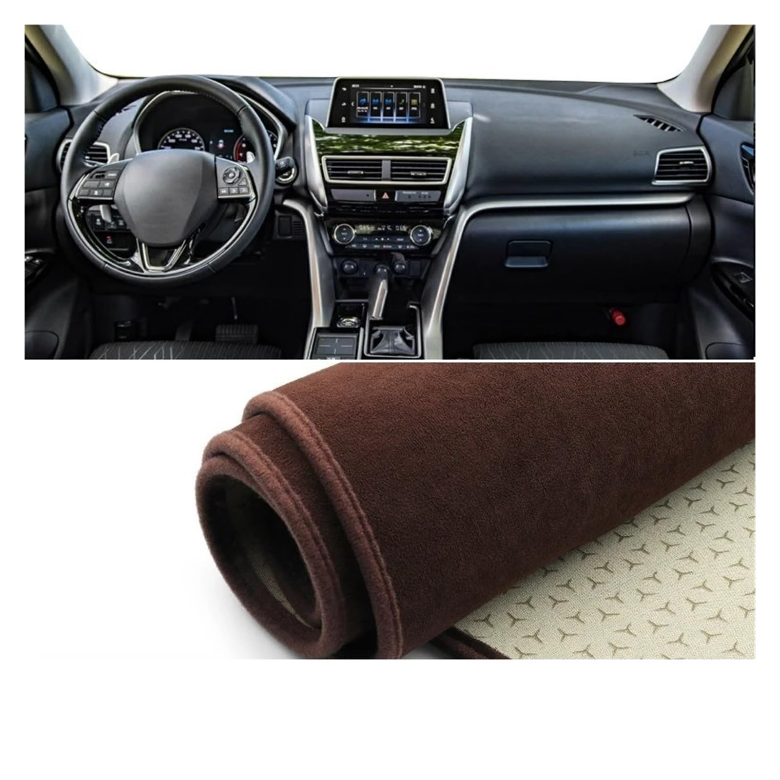 Auto Dashboard Matte Cover Für Mitsubishi Für Eclipse Für Cross 2017 2018 2019 2020 2021 2022 2023 Auto-Armaturenbrett-Abdeckung, rutschfeste Hülle(B LHD Brown) von ESSUE