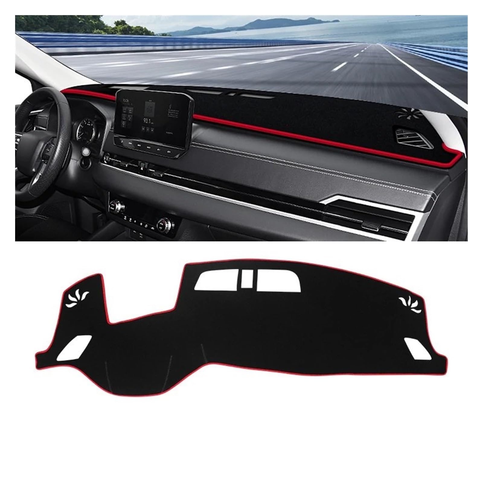 Auto Dashboard Matte Cover Für Mitsubishi Für Outlander Für PHEV 2022 2023 2024 Auto Armaturenbrett Abdeckung Matte Armaturenbrett Sonnenschutz Pad Teppiche Schutz(A Red Side) von ESSUE