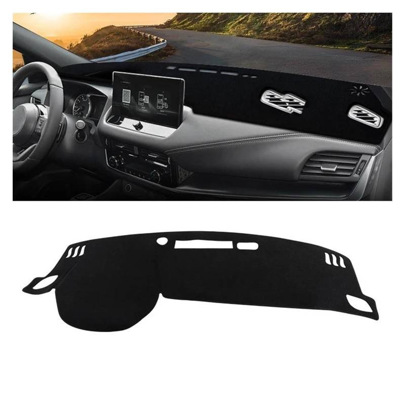 Auto Dashboard Matte Cover Für Nissan Für Qashqai 2021 2022 2023 2024 Auto-Armaturenbrett-Abdeckung, Vermeiden Sie Leichte Matte, Instrumententeppiche, rutschfeste Unterlage(A Black Side LHD) von ESSUE