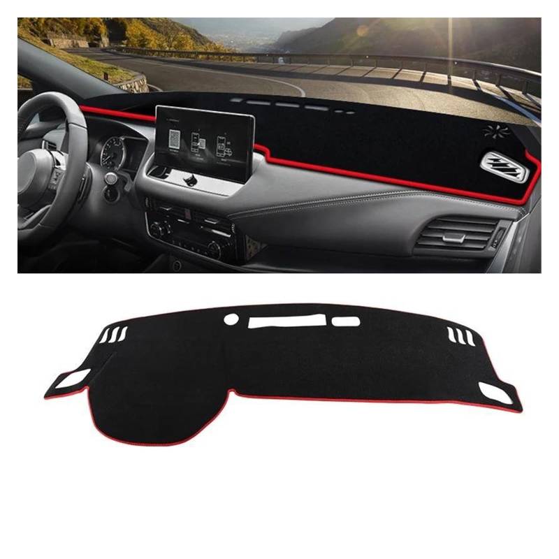 Auto Dashboard Matte Cover Für Nissan Für Qashqai 2021 2022 2023 2024 Auto-Armaturenbrett-Abdeckung, Vermeiden Sie Leichte Matte, Instrumententeppiche, rutschfeste Unterlage(A Red Side LHD) von ESSUE