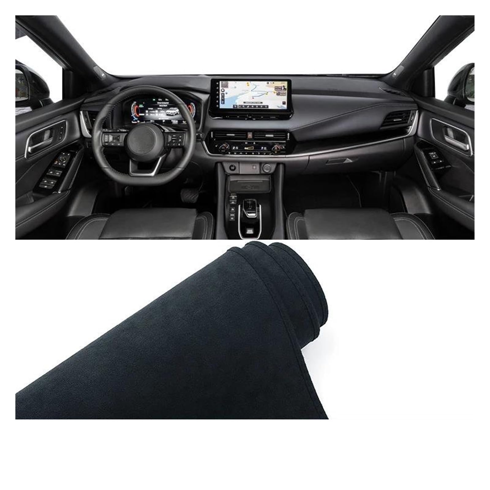 Auto Dashboard Matte Cover Für Nissan Für Qashqai 2021 2022 2023 2024 Auto-Armaturenbrett-Abdeckung, Vermeiden Sie Leichte Matte, Instrumententeppiche, rutschfeste Unterlage(B Black LHD) von ESSUE